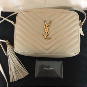 Saint Laurent Ivory Quilted Crossbody Bag